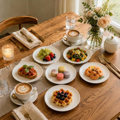White Dessert Plates Set of 6, 7.5 Inch Ceramic Appetizer Plates, Small - Image 5