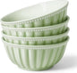 HOMBENE Ceramic Soup Serving Bowls for Kitchen, 6.4 Inch, Set of 4, Cereal Bowl Porcelain, Oven & Microwave Safe, Green