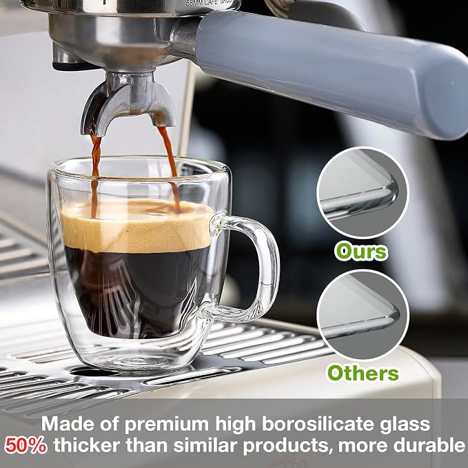 Mfacoy Glass Double Wall Insulated Espresso Cups, 5.4 oz Shots Cup - Image 4