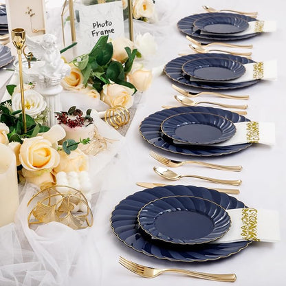 YOUBET 150PCS Blue Plastic Plates - Image 8