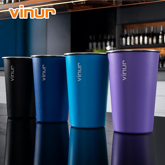 16 oz Stainless Steel Pint Cups-Stackable Metal Drinking Glasses 6 Pcs | - Image 5