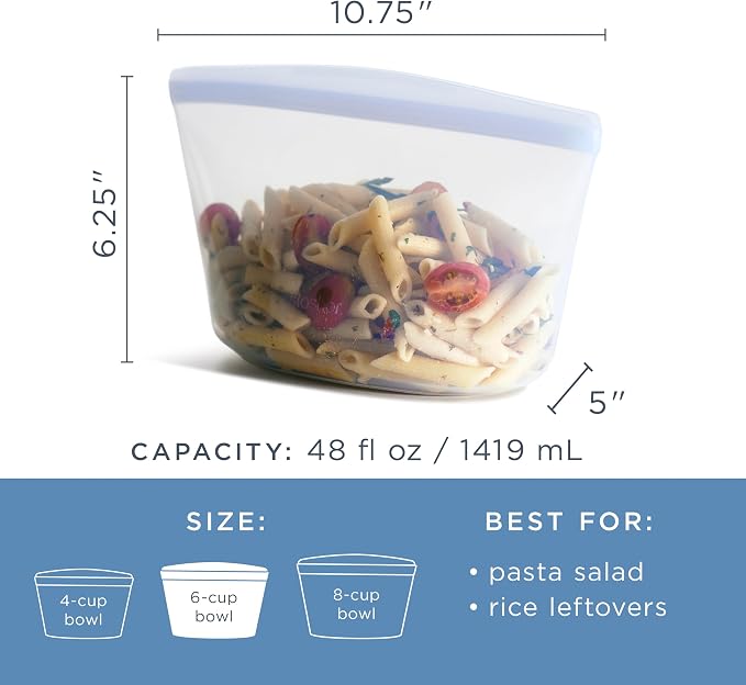Stasher Premium Reusable Silicone Food Storage Bowl, 6-Cup | Food-Safe Silicone - Image 5