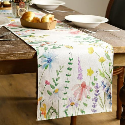 Spring Table Runner 13x72 Inch, Watercolor Wildflower Floral - Image 4