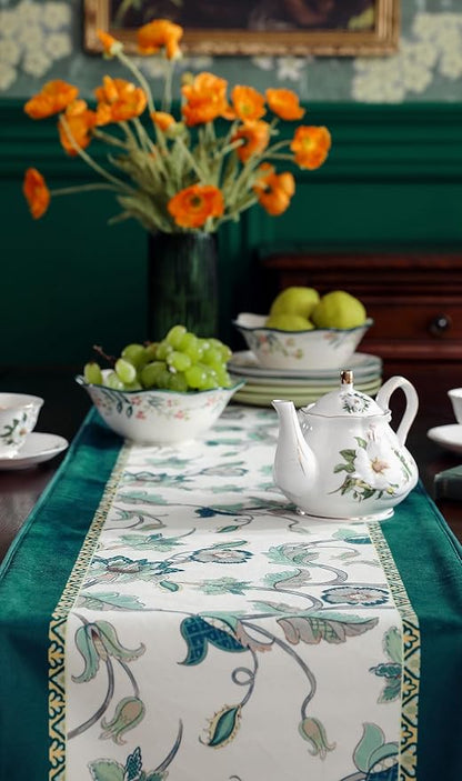 Patdrea Designer French Floral Velvet Table Runner, Decorative Runner - Image 9