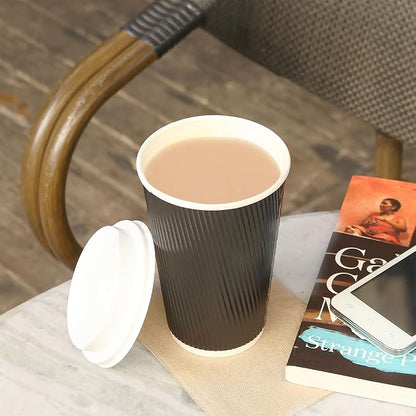 Karat 16oz Ripple Insulated Coffee Hot Cups Black Double Poly Lined Paper Hot - Image 11