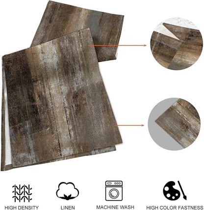 Dark Brown and Grey Rustic Table Runner and Place Mats Set of 6 70in | Abstract - Image 4