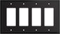 Henne Bery Modern Edge Decorative Wall Plate Switch Plate Outlet Cover, Durable Solid Zinc Alloy (Quad Decorator, Matte Black)