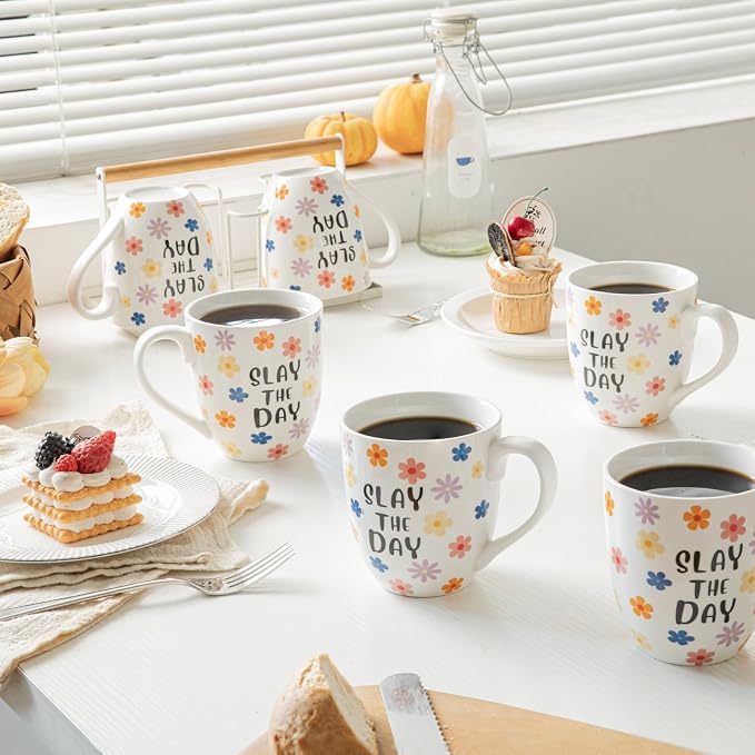 16OZ Ceramic Slay the Day Coffee Mugs Set, Large Colorful Coffee Cups - Image 2