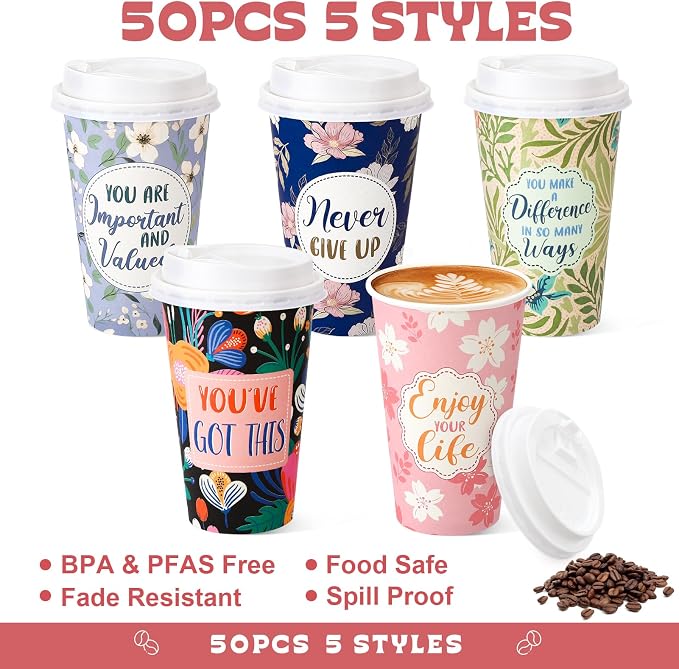 50 Pack 16 oz Disposable Coffee Cups - Image 3