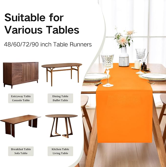 Farmhouse Orange Table Runner Dining Table Runners 90 Inches Long Coffee Table - Image 5