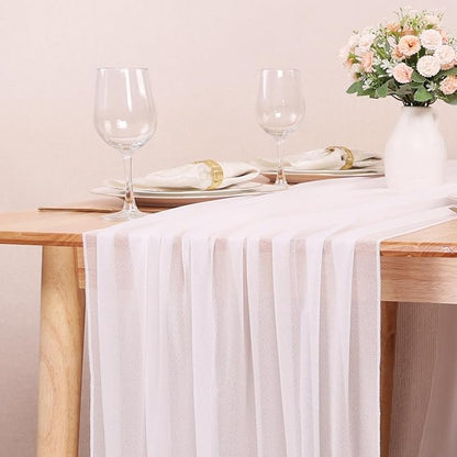 10FT White Chiffon Table Runner 30x120 Inches Romantic Sheer Table Runner Boho - Image 2