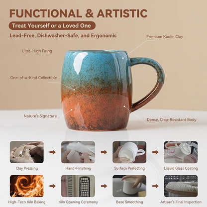 Handmade 22oz Ceramic Coffee Mug, Ergonomic Large Handle, Ideal Gift - Image 5