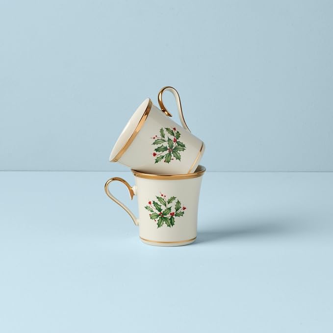 Lenox Hosting the Holidays Holly Porcelain Christmas Mug Set - Image 3