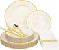 Lullaby 140PCS Ivory Scalloped Plastic Plates Set by LULLABY