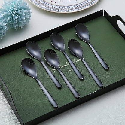 Black Demitasse Espresso Spoons, 5.5'' Mini Coffee Spoons, Stainless Steel - Image 3