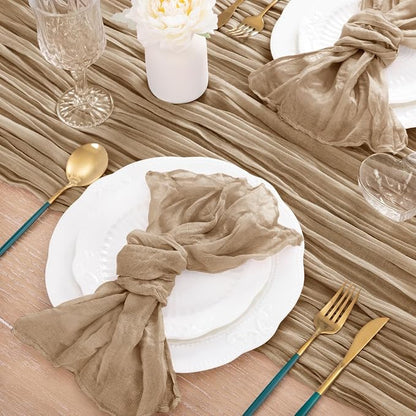 3 Pack Nude Cheesecloth Table Runner 10ft Boho Gauze Taupe Home Decor | - Image 6