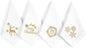 Bedding Craft Cotton Cloth Dinner Napkins Set of 12 – 18x18 White with Gold Embroidery – Reusable Machine Washable Fabric Napkins for Weddings, Parties & Everyday Dining