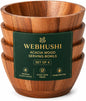 Acacia Wood Round Serving Bowls Set of 4 V Shape Handmade 4.33 Inch Medium Size by WEBHUSHI