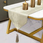 Luxury Beige Table Runner 98 Inches Long, Modern Abstract Geometric Lines | by Fullony