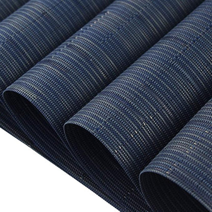 Vinyl Placemats,Washable Table Mats Easy to Clean Woven Placemats for Dining Table Set of 4 (Navy Blue)
