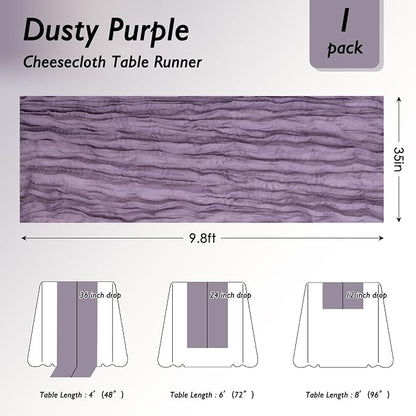 12 Pack Dusty Purple Cheesecloth Table Runner 120 Inch Boho Wedding Decor | - Image 2