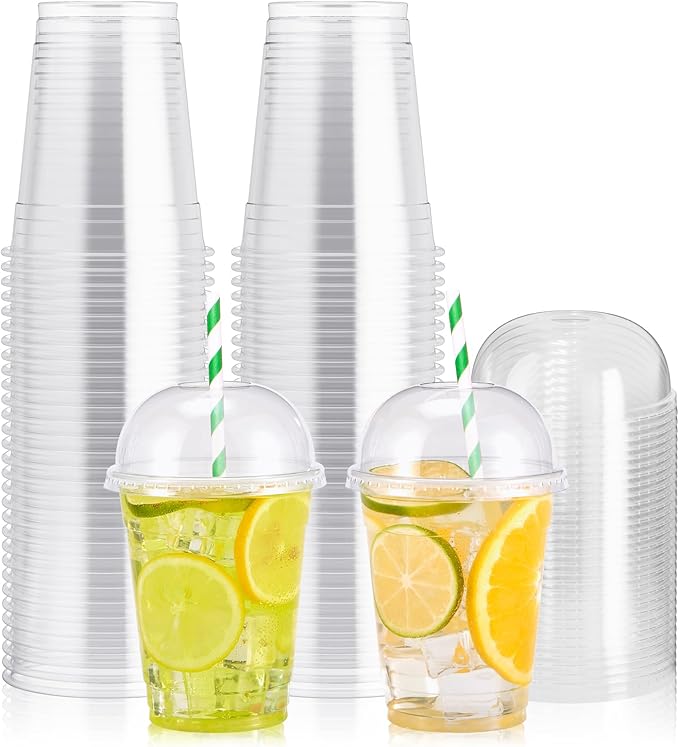 100 PACK 12 oz Clear Plastic Cups by JOLLYPARTY