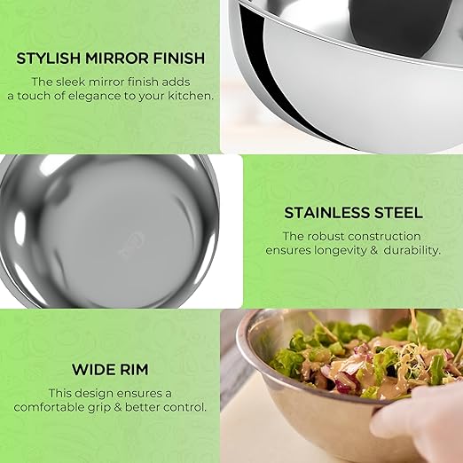OCS Parts 0.75 Quart Mixing Bowls | Set of 2 | 7-Inch Stainless Steel Professional Grade Flat Base Mixing Bowls for Home and Commercial Kitchens | Dishwasher Safe