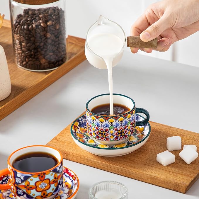 vancasso 4 Oz Bohemian Espresso Cup Set of 4, Ceramic - Image 6