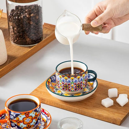 vancasso 4 Oz Bohemian Espresso Cup Set of 4, Ceramic - Image 6