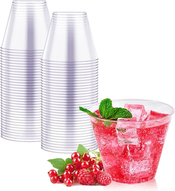 JOLLY CHEF 9 oz Clear Disposable Plastic Cups, 50 Pack Disposable Cups by JOLLYCHEF