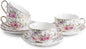 Agyiuns Tea Cup and Saucers, 6.4oz Floral Tea Cups by Agyiuns