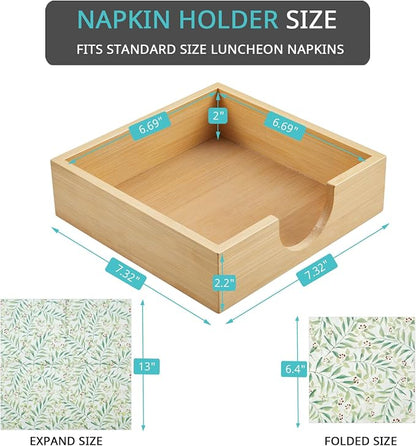 Bamboo Napkin Holder for Table, Napkins Holders For Paper Napkins, Flat Napkin - Image 2