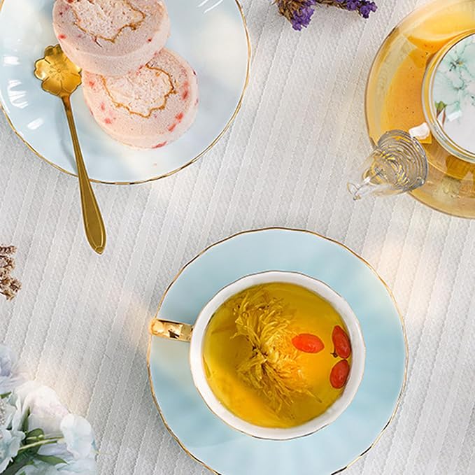 ICHAG 18-Piece Bone China Cup and Saucer Set, 7.7oz Pumpkin Coffee Cups - Image 9