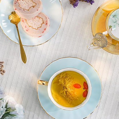 ICHAG 18-Piece Bone China Cup and Saucer Set, 7.7oz Pumpkin Coffee Cups - Image 9