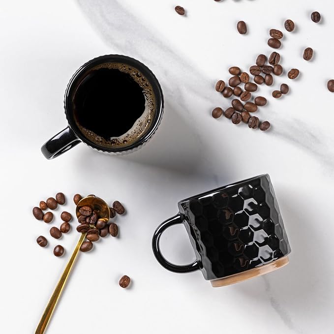 GBhome 6 OZ Stackable Coffee Mugs Set of 4, Ceramic Coffee Cups Set | 4 - Image 3
