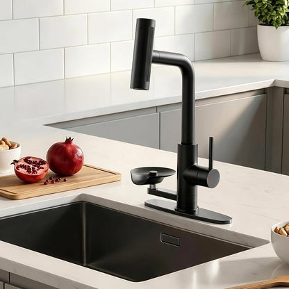Waterfall Kitchen Faucet with Pull Down Sprayer & Glass Rinser | 4 Adjustable by KAIYING