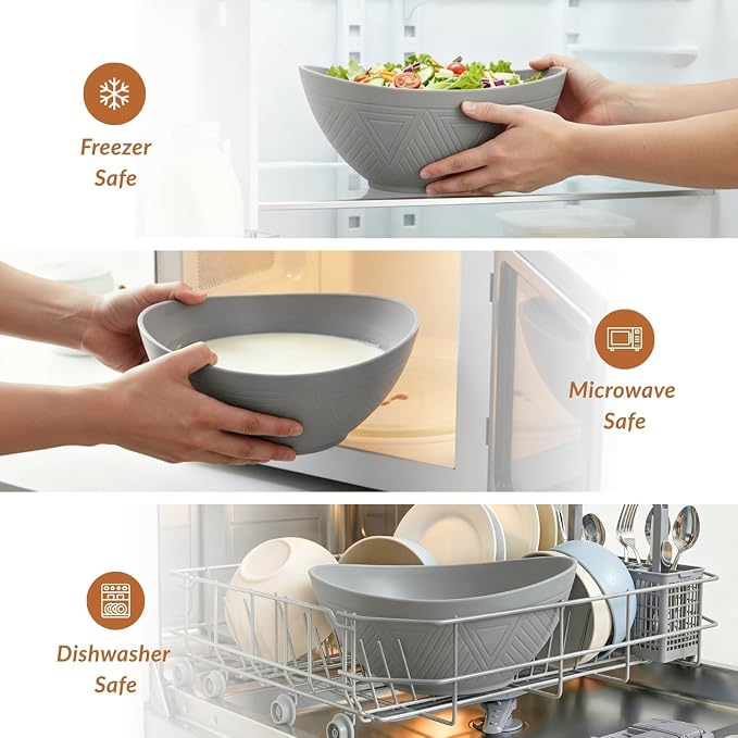 Wheat Straw Bowls, Large Salad Bowls Set of 6-60 OZ Serving Bowl - Image 5