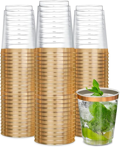 R-kay Gold Plastic Cups, Heavy Duty 10 OZ Disposable cups, Plastic Cocktail by R-KAY