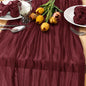 Burgundy Gauze Cheesecloth Table Runner 10ft Rustic Dinning Decor | Lightweight by MLMC