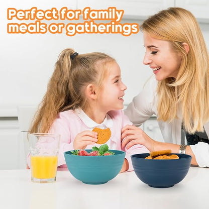 12 PCS Unbreakable Cereal Bowls Set, 26 Oz Wheat Straw Bowl Sets, Microwave & - Image 7