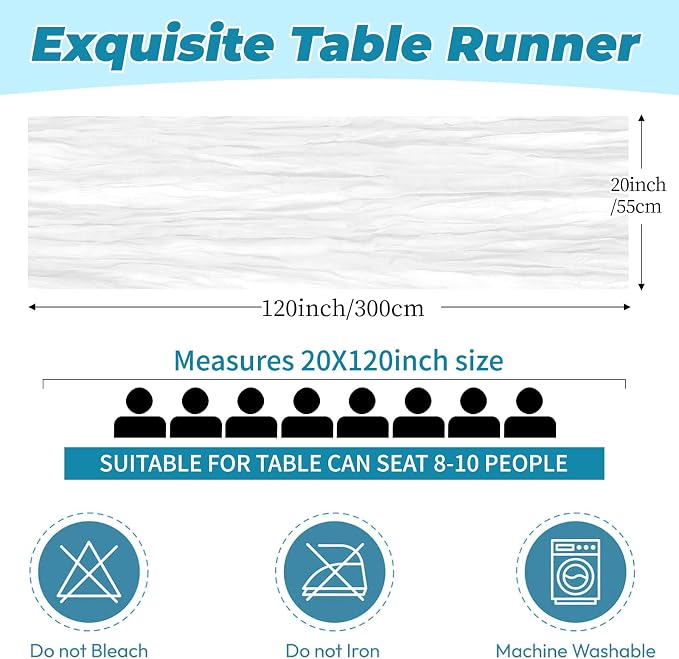 6 Pack White Cheesecloth Table Runner 20 x 120 Inch Gauze Table Runner Fabric - Image 2