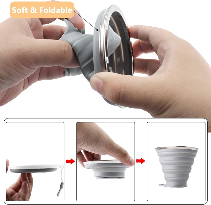 Litoexpe 2 Pack Silica gel Collapsible Travel Cup 270ml, Portable Folding - Image 6