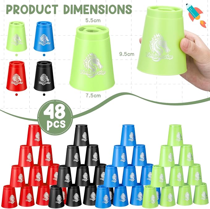 Libima 48 Pcs Sports Stacking Cups Set Stacking Cup Classic Games Speed - Image 3