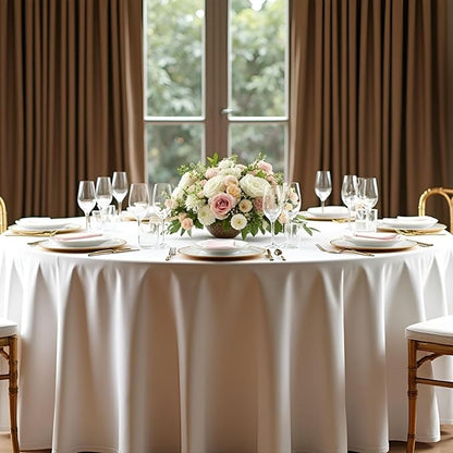 12 Pack Round Tablecloth 120 Inch Cloth White Tablecloth for Round Tables, Washable Polyester Table Cloth Stain and Wrinkle Resistant Decorative Table Cover for Wedding Party Dining Banquet