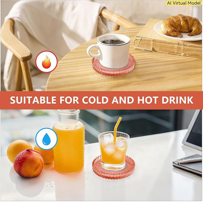 VIBRATITE 4 Inch Glass Coasters Set of 4, Crystal-Like Appearance - Image 5