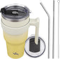 Konokyo 40 oz Tumbler with Handle and Straw, Insulated Travel Mug | Lemon; by Konokyo