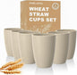 Unbreakable Wheat Straw Cups Set of 6, 12 OZ Reusable Plastic Cup Alternative by Perlapoc
