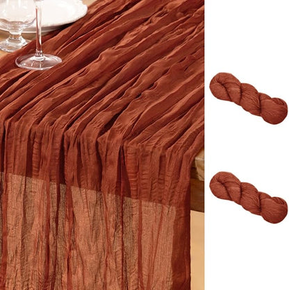 DeZerlor Terracotta Cheesecloth Table Runner 2 Pack Summer Table Runners 120 by DeZerlor
