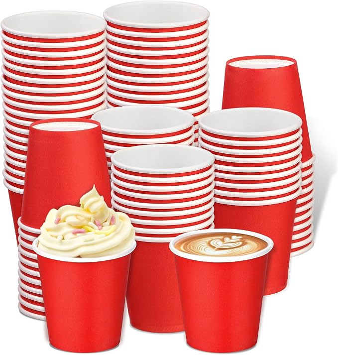 100 Pack 3 oz Paper Cups, Disposable Small Bathroom Cups Red | Bathroom Cups by Huaiid