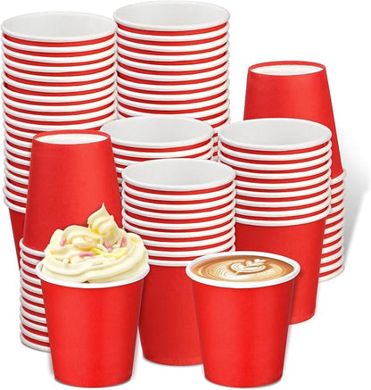 100 Pack 3 oz Paper Cups, Disposable Small Bathroom Cups Red | Bathroom Cups by Huaiid